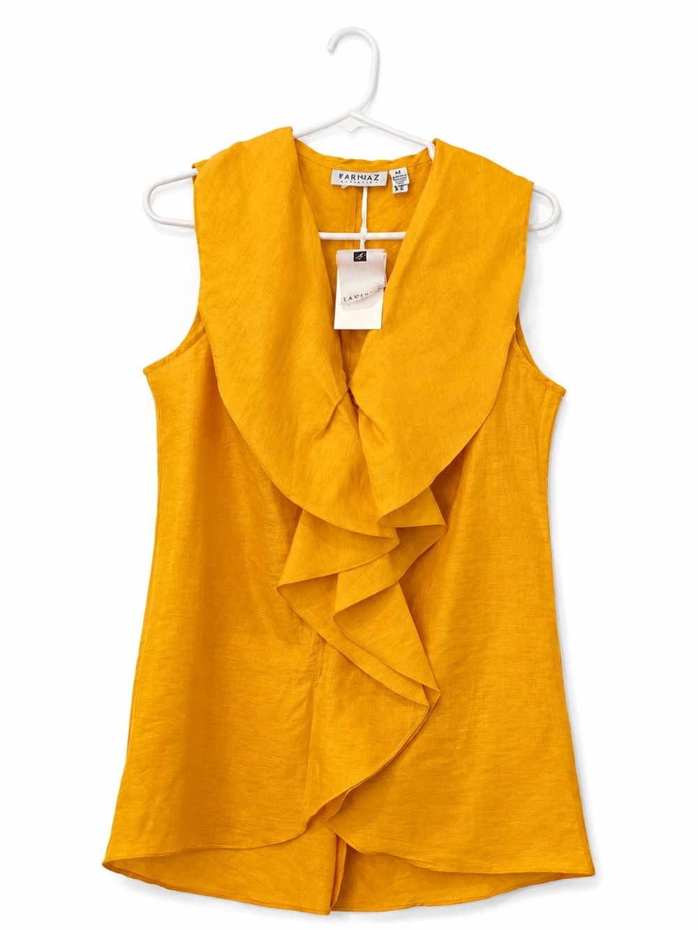 Farinaz Taghavi Flow Tunic Mustard Yellow Italian Fabric NWT Size 14